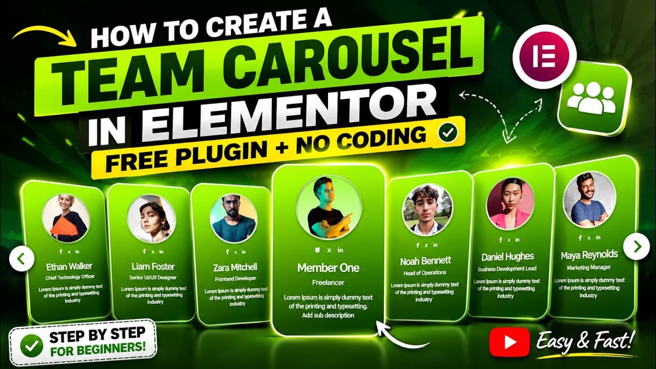 FREE Elementor Team Carousel Plugin | Create a Stunning Team Section